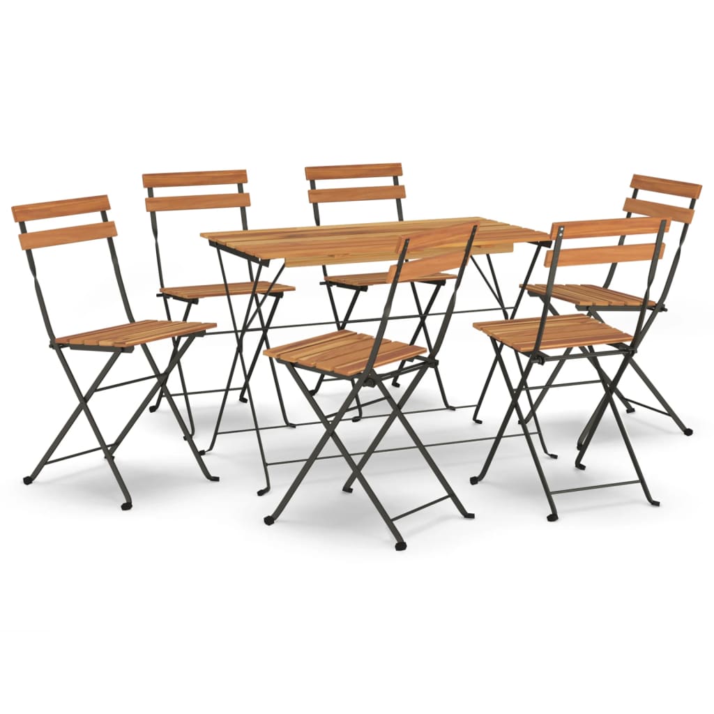 Folding Bistro Set | Natural wood and black