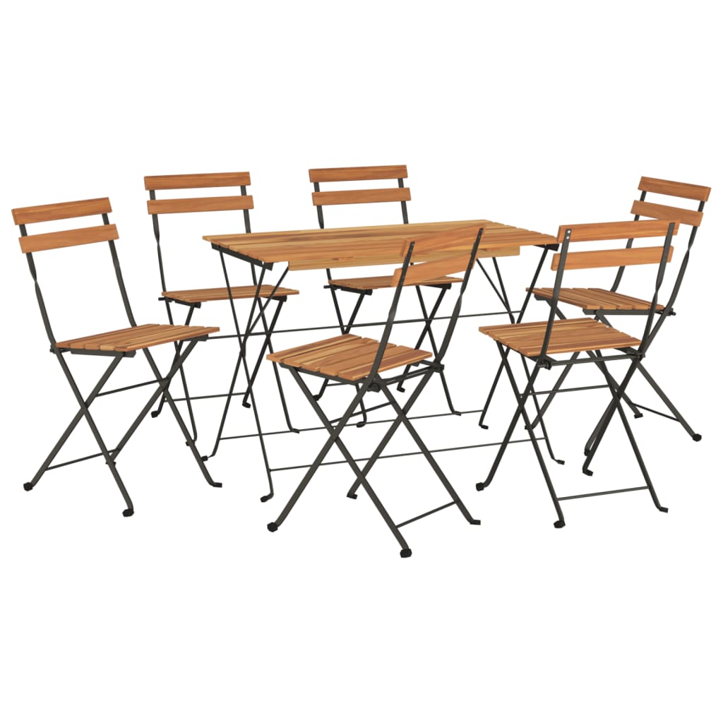 Folding Bistro Set | Natural wood and black