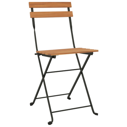 Folding Bistro Set | Natural wood and black