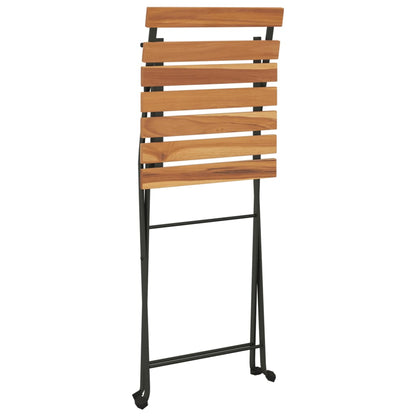 Folding Bistro Set | Natural wood and black