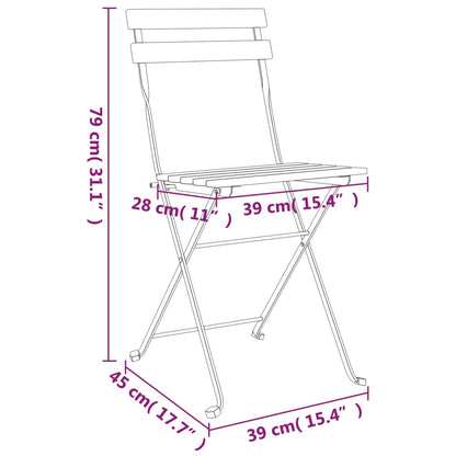 Folding Bistro Set | Natural wood and black