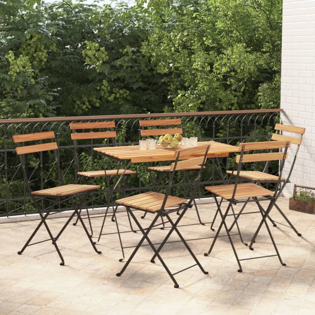Folding Bistro Set | Natural wood and black