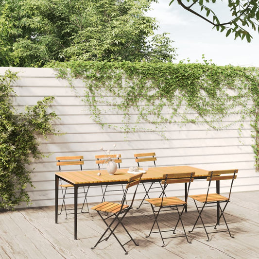 Garden Chair | Set of 6 | Brown | Solid Acacia wood | Standard