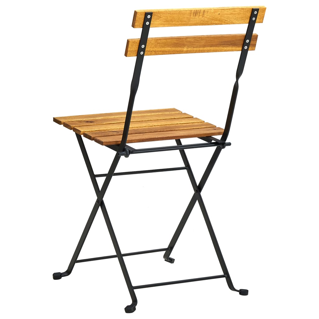 Garden Chair | Set of 8 | Natural wood, Black | Solid Acacia wood