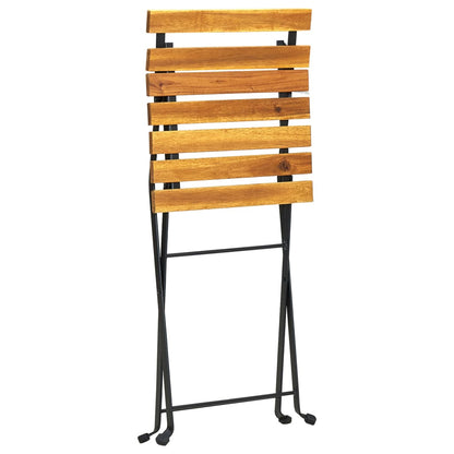Garden Chair | Set of 8 | Natural wood, Black | Solid Acacia wood