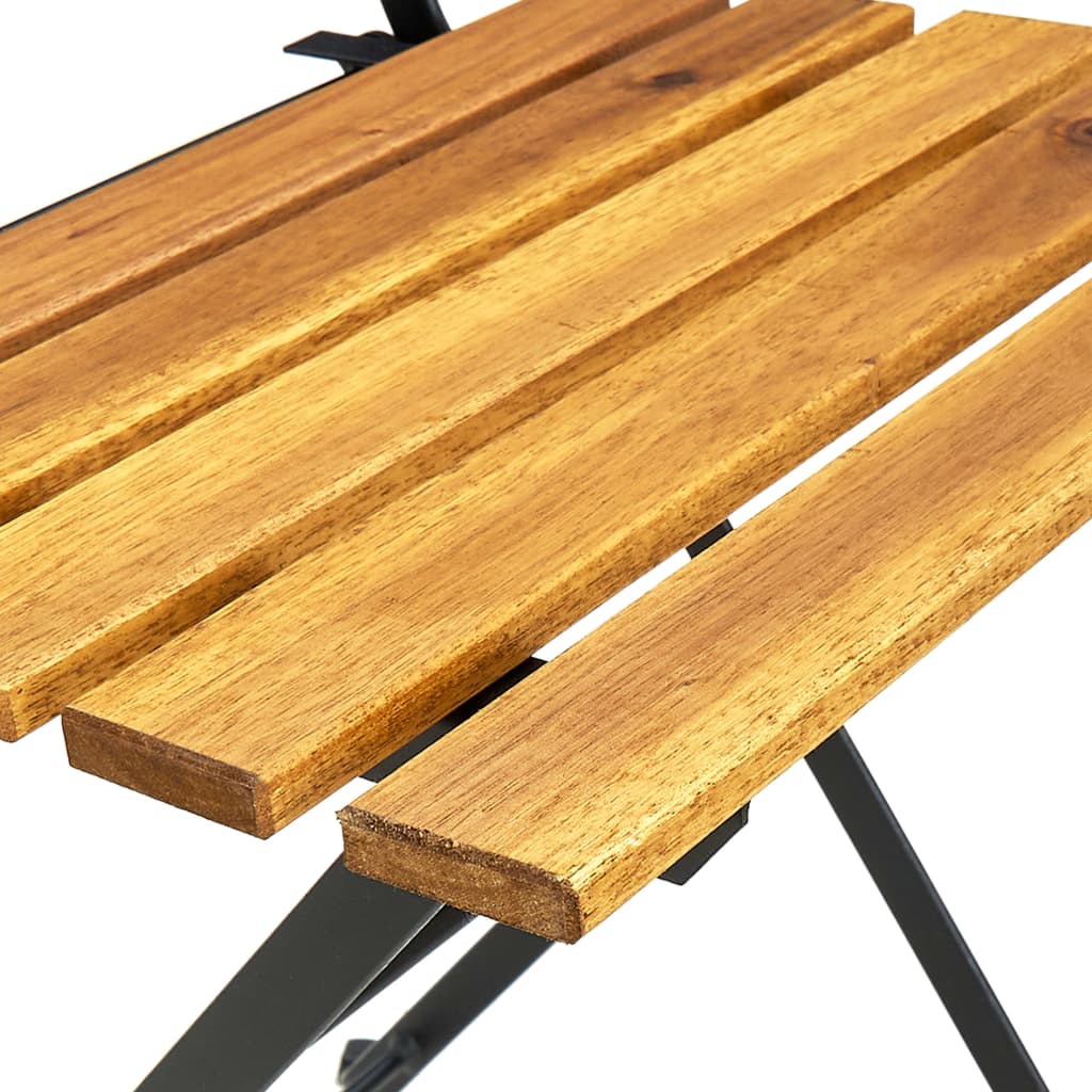 Garden Chair | Set of 8 | Natural wood, Black | Solid Acacia wood