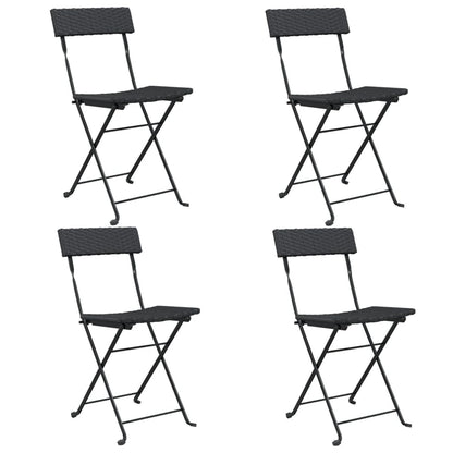 Folding Bistro Chair | Set of 4 | Black | PE Rattan, Powder-Coated Steel