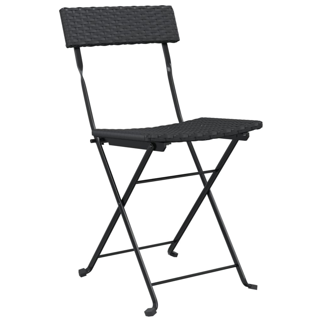Folding Bistro Chair | Set of 4 | Black | PE Rattan, Powder-Coated Steel