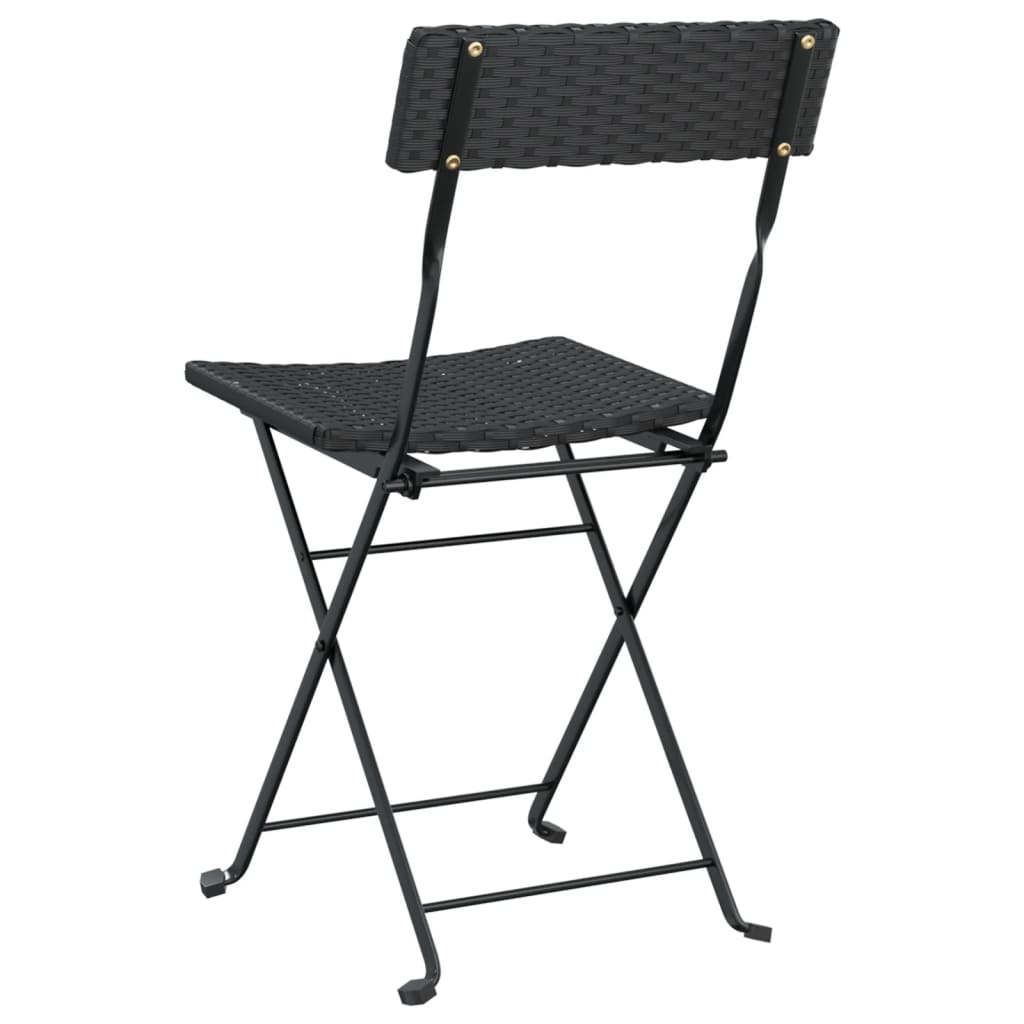 Folding Bistro Chair | Set of 4 | Black | PE Rattan, Powder-Coated Steel