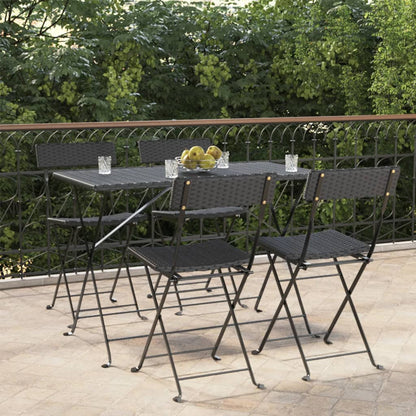 Folding Bistro Chair | Set of 4 | Black | PE Rattan, Powder-Coated Steel