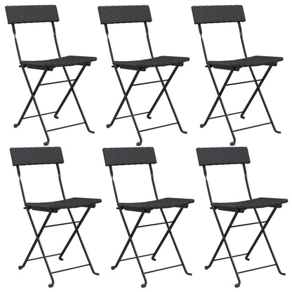 Folding Bistro Chair | Set of 6 | Black | PE rattan | Folding | Foldable