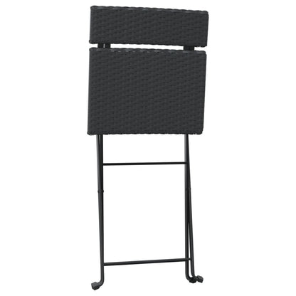 Folding Bistro Chair | Set of 6 | Black | PE rattan | Folding | Foldable