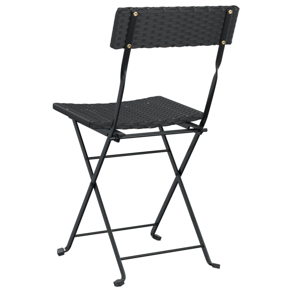Folding Bistro Chair | Set of 6 | Black | PE rattan | Folding | Foldable