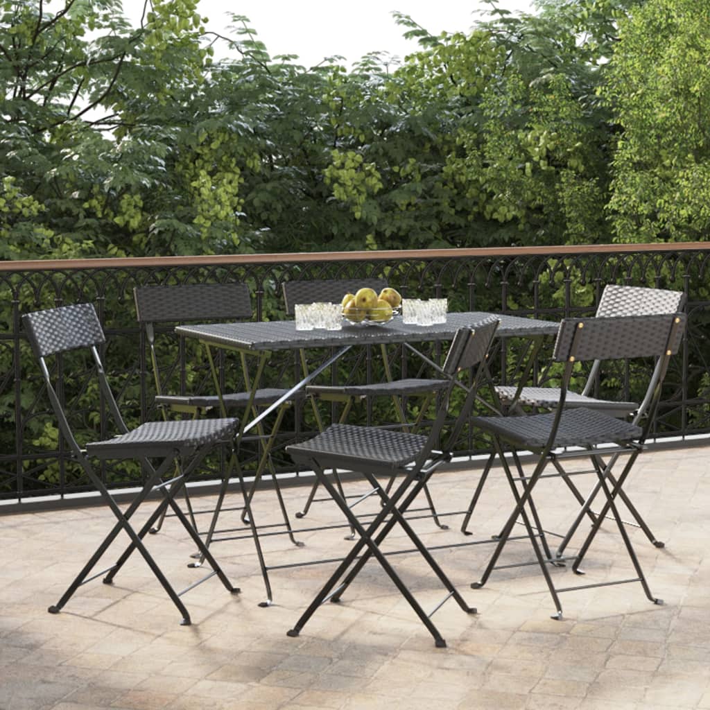 Folding Bistro Chair | Set of 6 | Black | PE rattan | Folding | Foldable