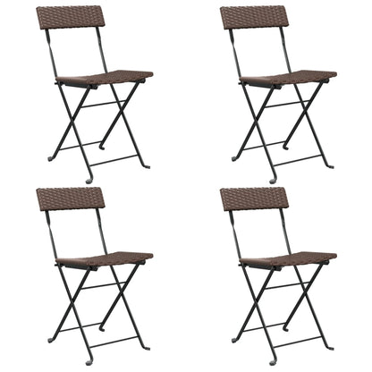 Folding Bistro Chair | Set of 4 | Brown | Poly Rattan | Medium | Foldable