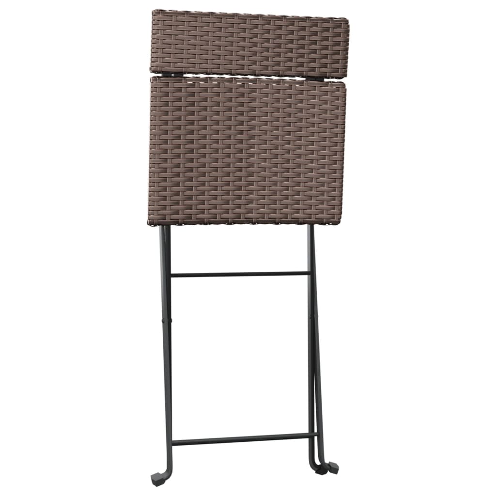Folding Bistro Chair | Set of 4 | Brown | Poly Rattan | Medium | Foldable