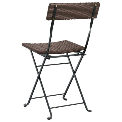 Folding Bistro Chair | Set of 4 | Brown | Poly Rattan | Medium | Foldable