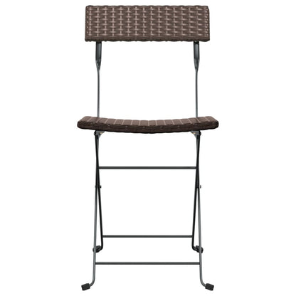 Folding Bistro Chair | Set of 6 | Brown | PE rattan, powder-coated steel