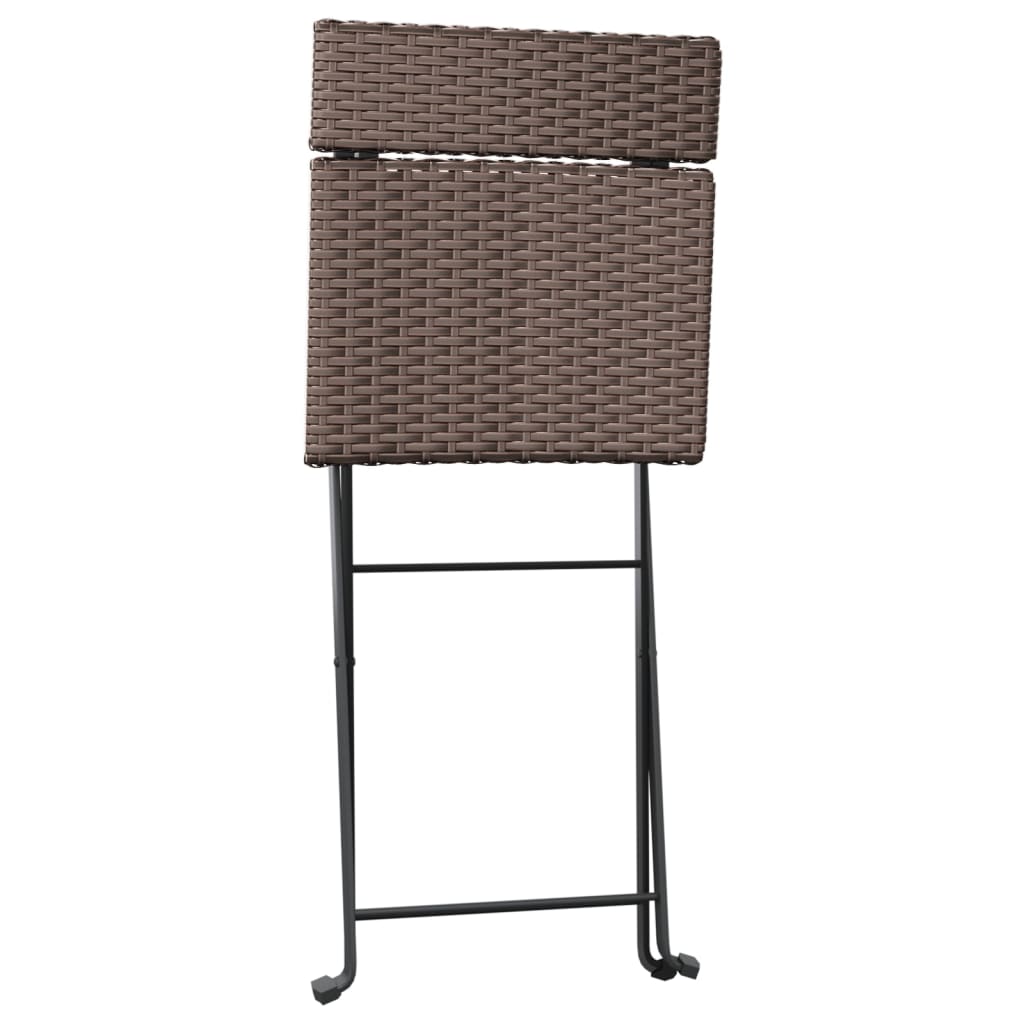 Folding Bistro Chair | Set of 6 | Brown | PE rattan, powder-coated steel
