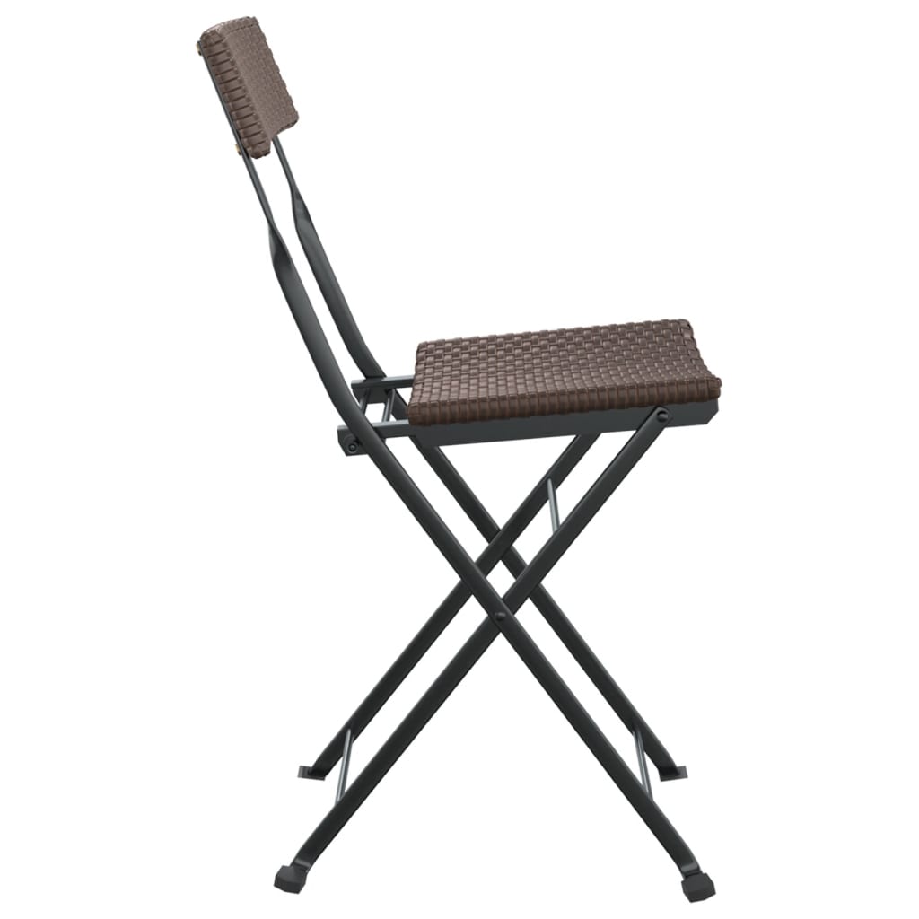 Folding Bistro Chair | Set of 6 | Brown | PE rattan, powder-coated steel