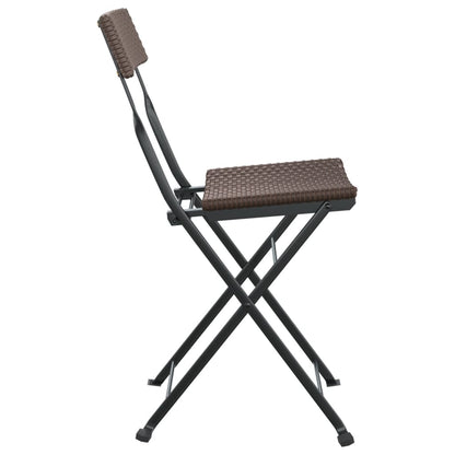 Folding Bistro Chair | Set of 6 | Brown | PE rattan, powder-coated steel
