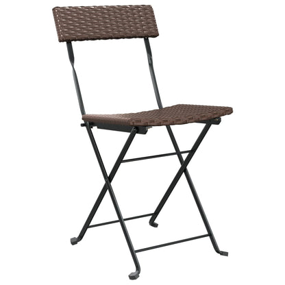 Folding Bistro Chair | Set of 8 | Brown | PE rattan, powder-coated steel