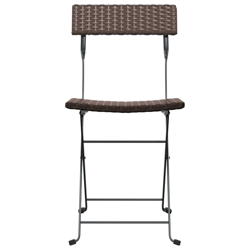 Folding Bistro Chair | Set of 8 | Brown | PE rattan, powder-coated steel