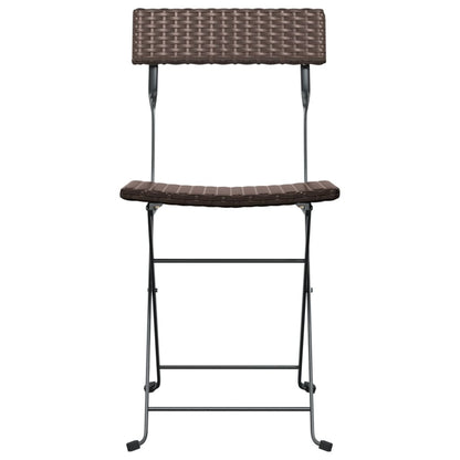 Folding Bistro Chair | Set of 8 | Brown | PE rattan, powder-coated steel