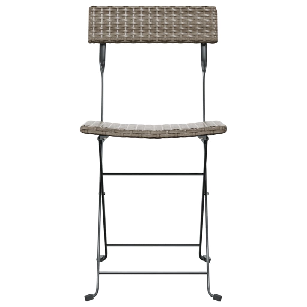 Folding Bistro Chair | Set of 6 | Grey | PE rattan, powder-coated steel