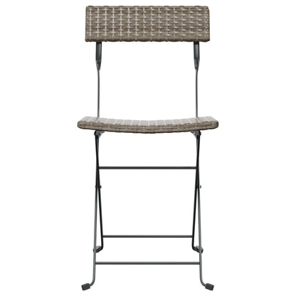 Folding Bistro Chair | Set of 6 | Grey | PE rattan, powder-coated steel