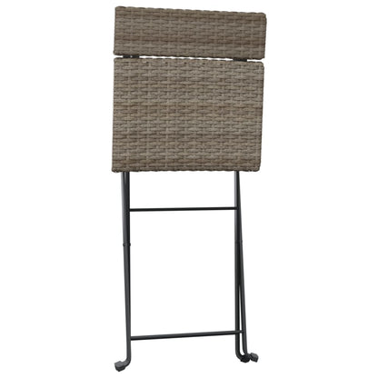Folding Bistro Chair | Set of 6 | Grey | PE rattan, powder-coated steel