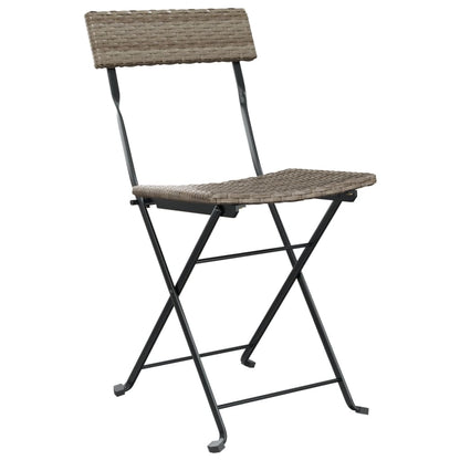 Folding Bistro Chair | Set of 8 | Grey | PE rattan, powder-coated steel