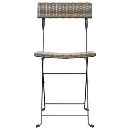 Folding Bistro Chair | Set of 8 | Grey | PE rattan, powder-coated steel