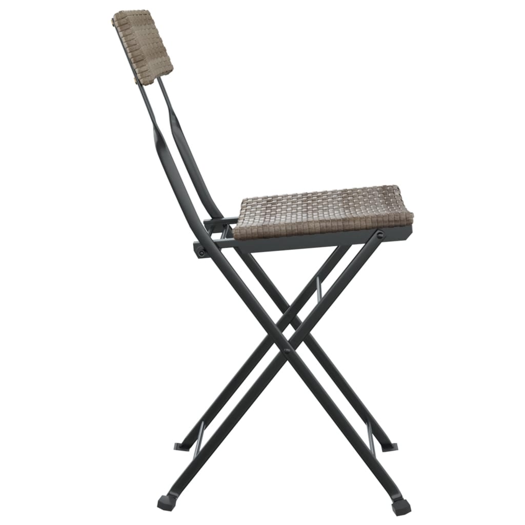 Folding Bistro Chair | Set of 8 | Grey | PE rattan, powder-coated steel