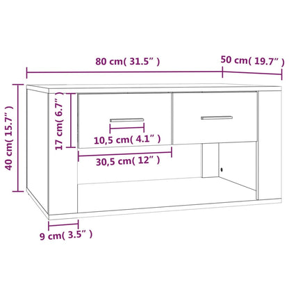 Coffee Table Sonoma Oak 80x50x40 cm Engineered Wood