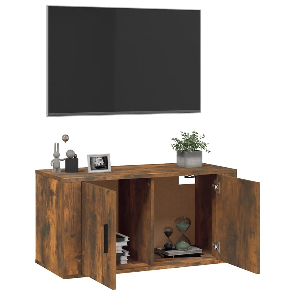Wall Mounted TV Cabinet Smoked Oak 80x34,5x40 cm
