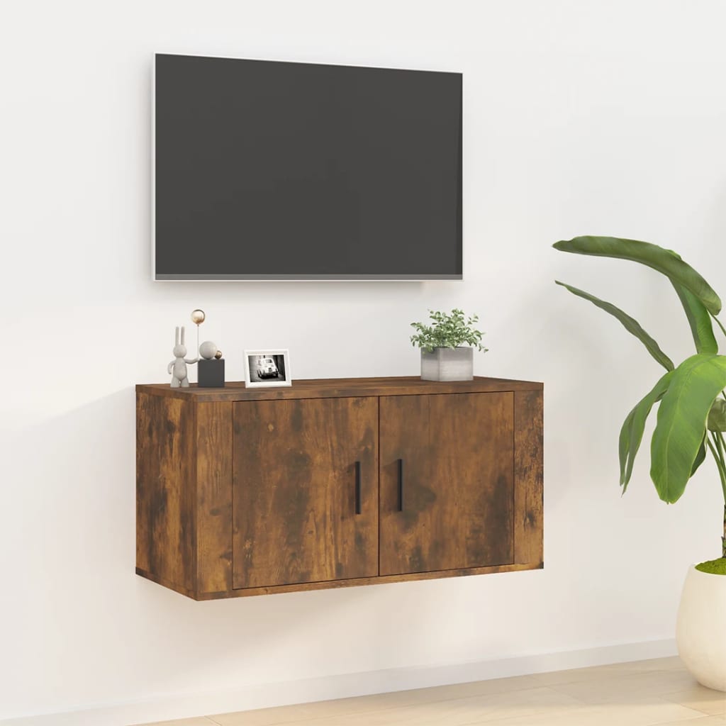 Wall Mounted TV Cabinet Smoked Oak 80x34,5x40 cm