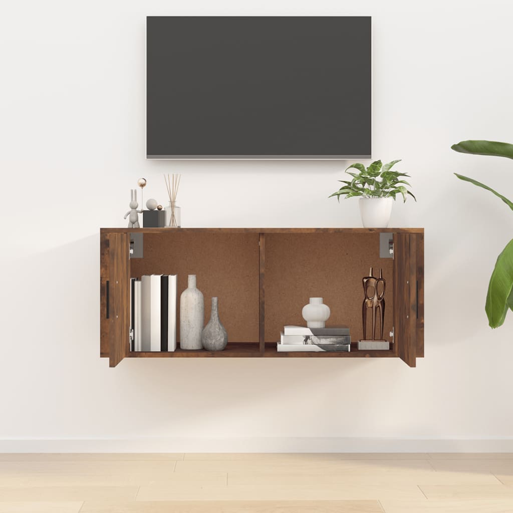 Wall Mounted TV Cabinet Smoked Oak 100x34,5x40 cm