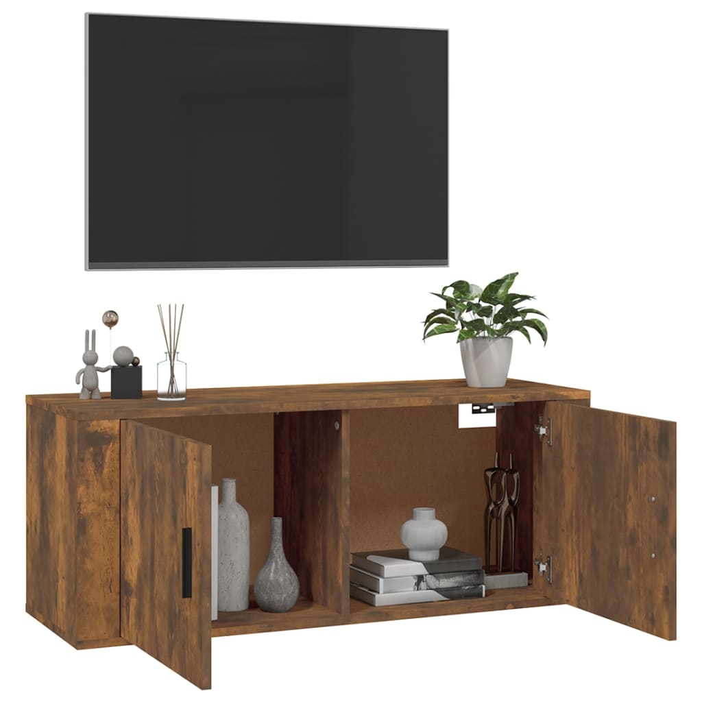 Wall Mounted TV Cabinet Smoked Oak 100x34,5x40 cm