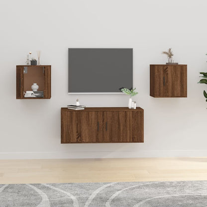 2 Piece Wall-mounted TV Cabinet Set Brown Oak 40x34,5x40 cm