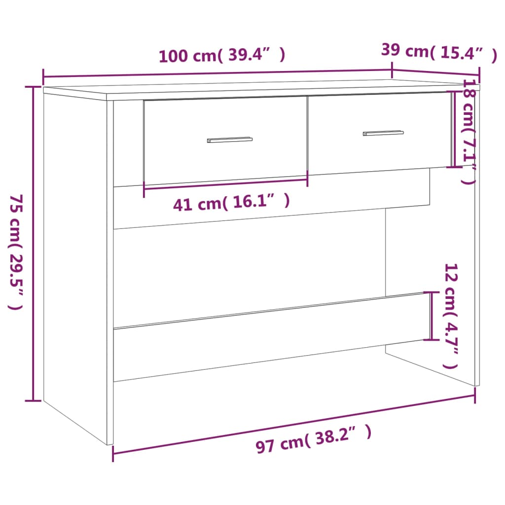 Console Table Grey Sonoma 100x39x75 cm Engineered Wood