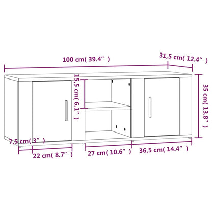 TV Cabinet Concrete Grey 100x31.5x35 cm Engineered Wood
