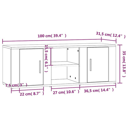 TV Cabinet Concrete Grey 100x31,5x35 cm Engineered Wood