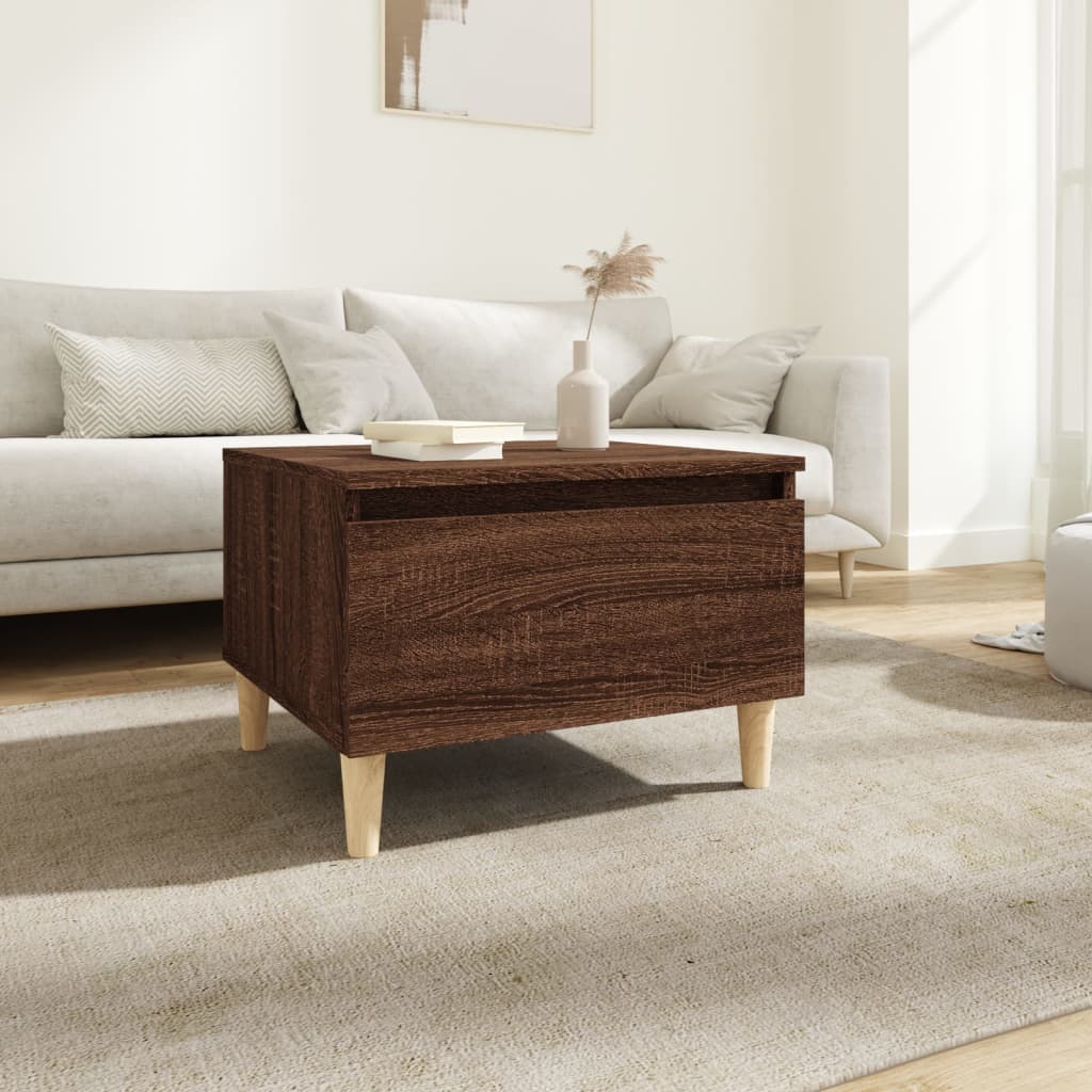 Side Table Brown Oak 50x46x35 cm Engineered Wood