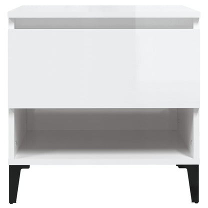 Side Table High Gloss White 50x46x50 cm Engineered Wood