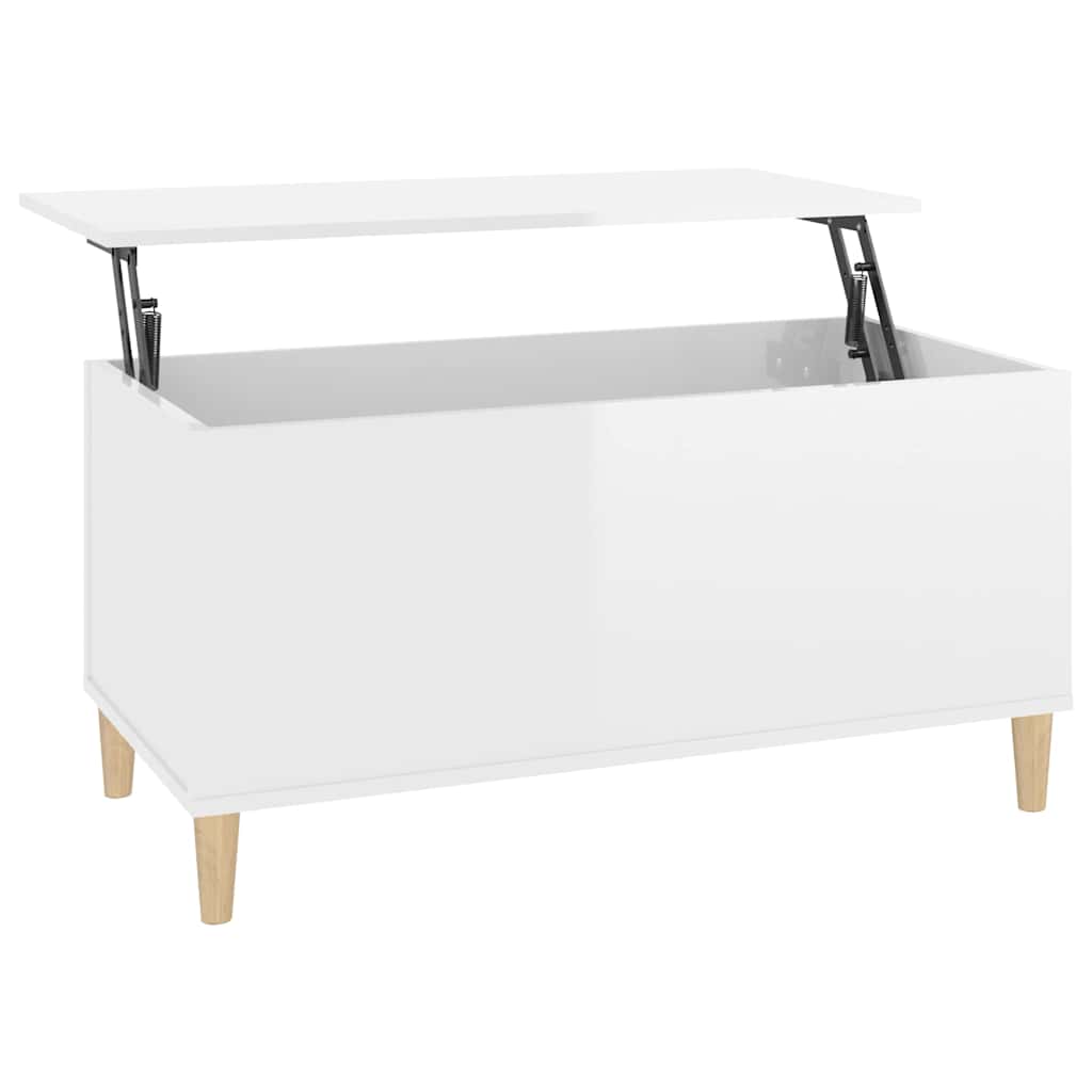 Coffee Table High Gloss White 90x44,5x45 cm Engineered Wood
