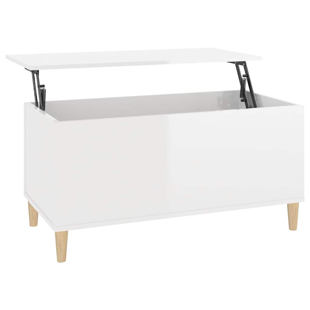 Coffee Table High Gloss White 90x44,5x45 cm Engineered Wood
