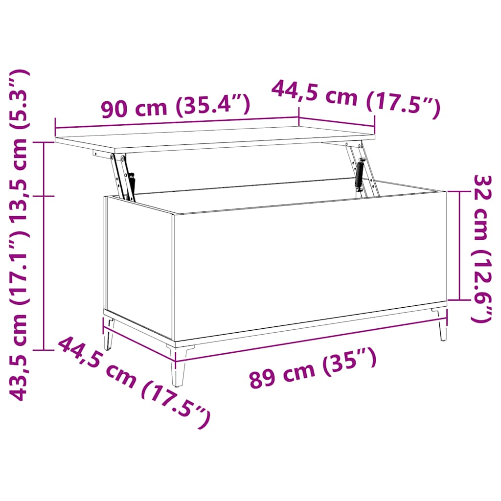 Coffee Table White 90x44.5x45 cm Engineered Wood