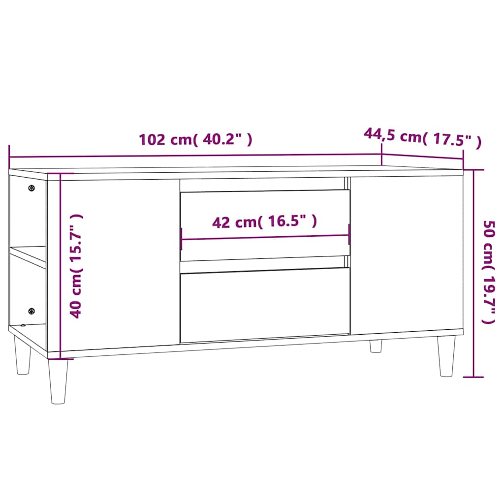 TV Cabinet Grey Sonoma 102x44,5x50 cm Engineered Wood