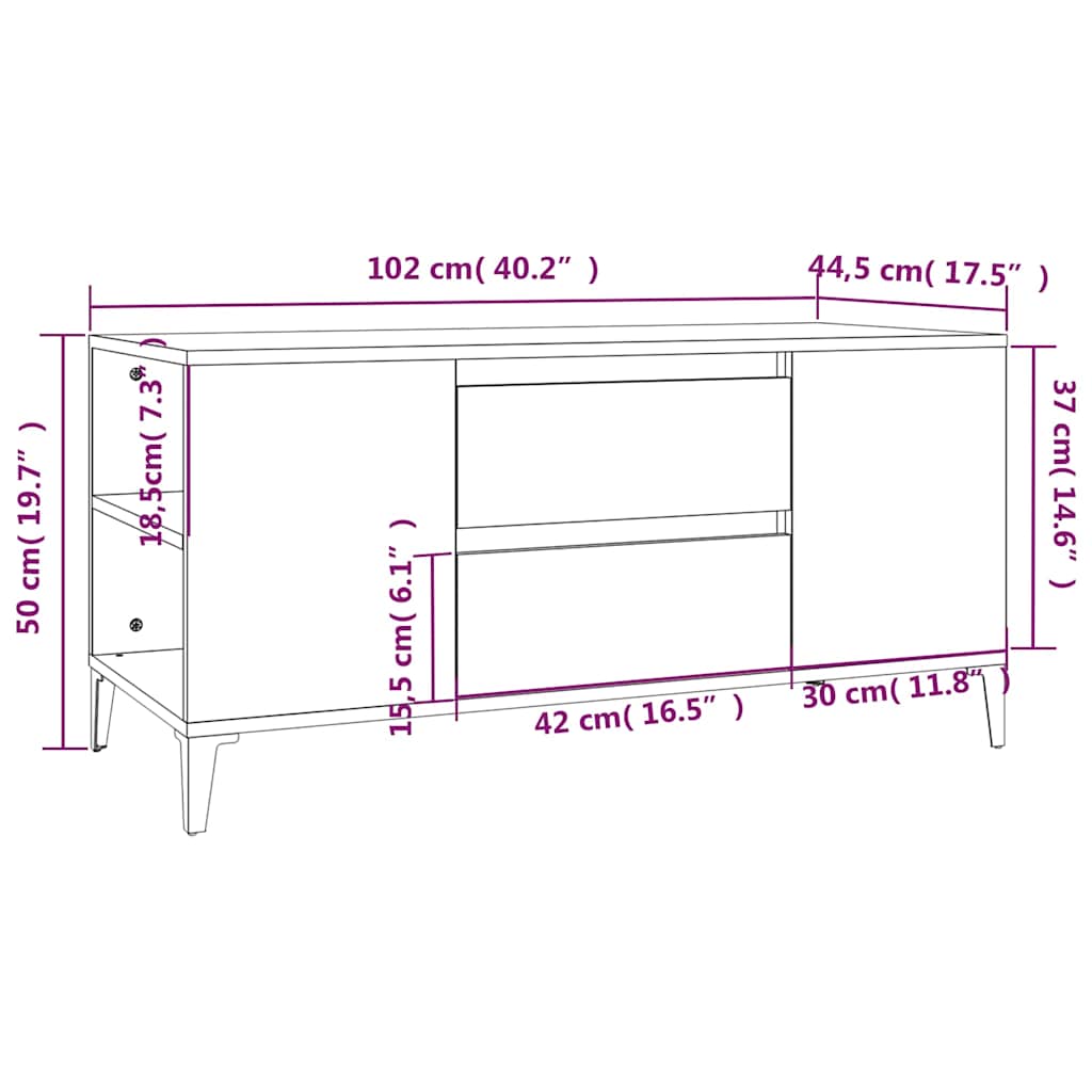 TV Cabinet Concrete Grey 102x44,5x50 cm Engineered Wood
